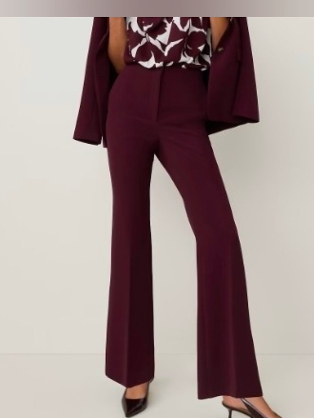 Ann Taylor Flare Cut Dress Pants in Wine - Size 10